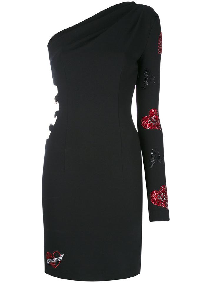 Philipp Plein - One Shoulder Dress - Women - Nylon/polyamide/spandex/elastane/viscose - S, Black, Nylon/polyamide/spandex/elastane/viscose