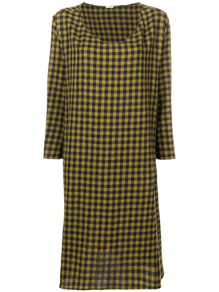 Apuntob Checked Long Dress - Yellow & Orange