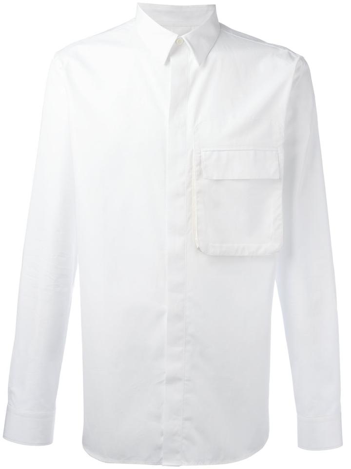 Givenchy Flap Pocket Shirt, Men's, Size: 38, White, Cotton/silk/polyester
