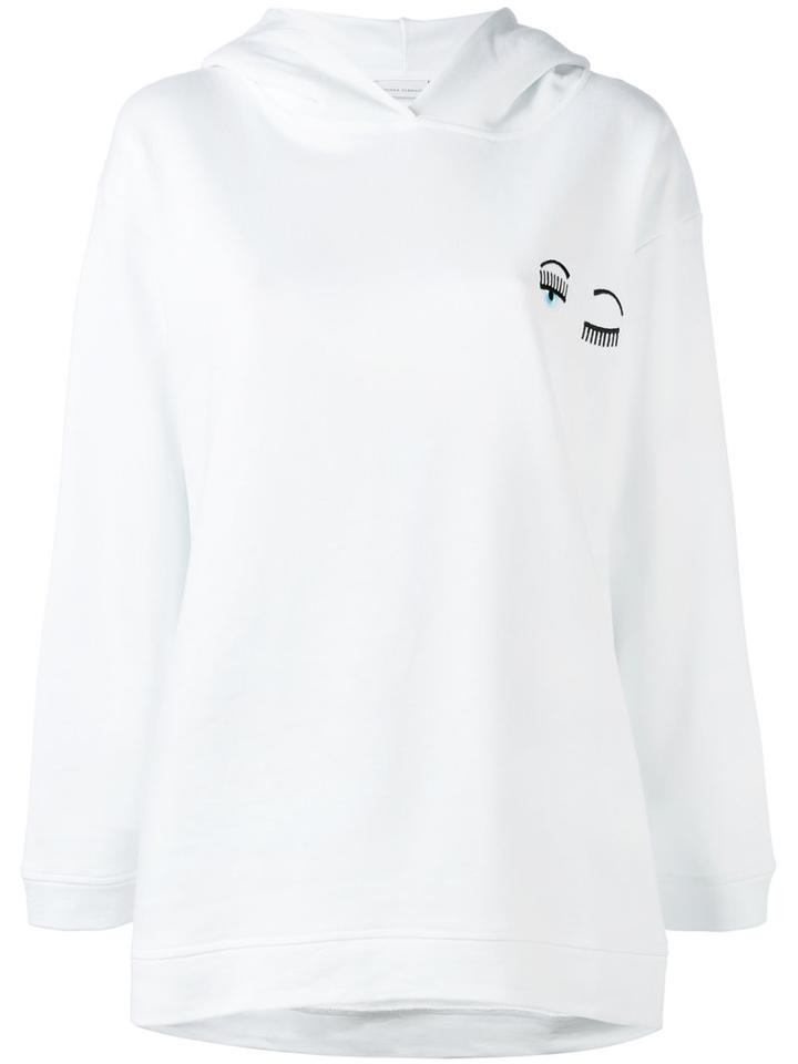 Chiara Ferragni - Wink Patch Hoodie - Women - Cotton - Xs, White, Cotton