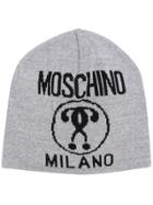 Moschino Logo Print Beanie - Grey