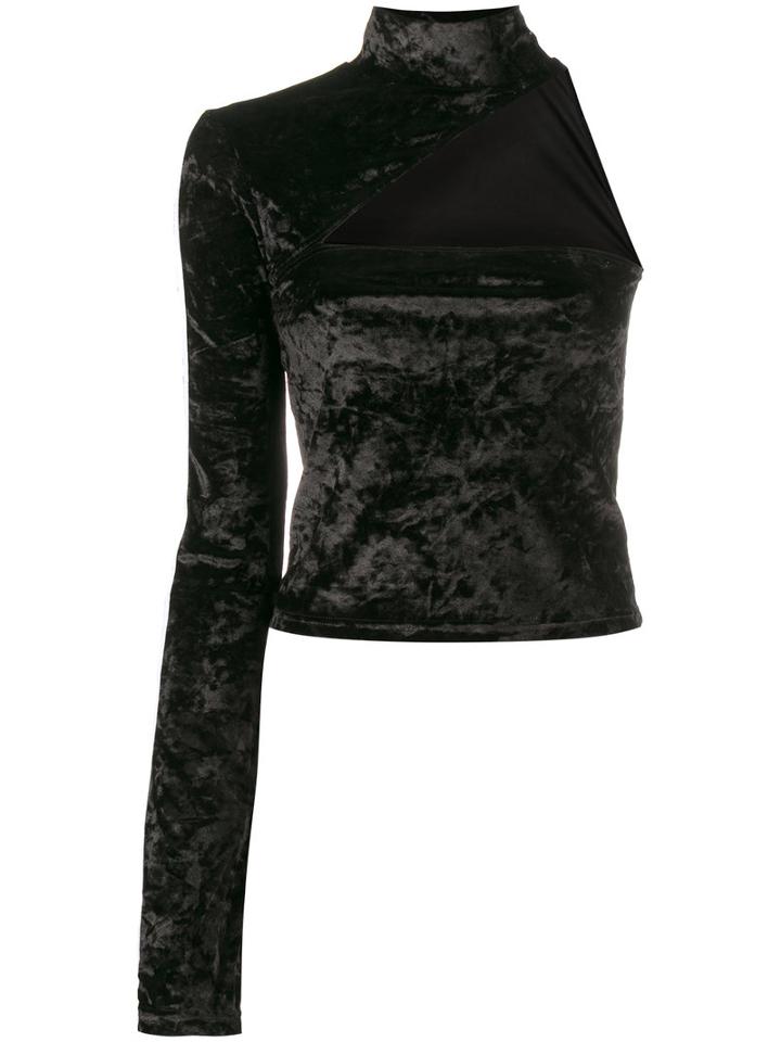 Off-white - Asymmetrical One-shoulder Top - Women - Polyester/spandex/elastane - 46, Black, Polyester/spandex/elastane