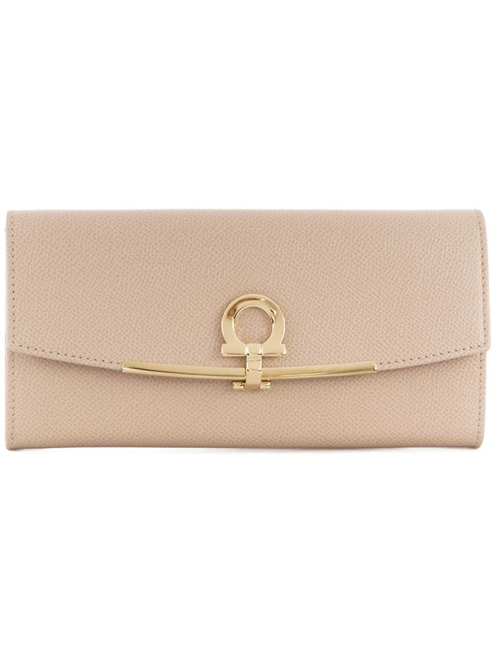 Salvatore Ferragamo Foldover Gancio Wallet - Nude & Neutrals