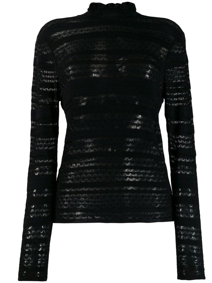 Chloé Patterned Knit Turtleneck Sweater - Blue