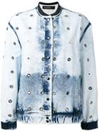 Filles A Papa Bleached Effect Bomber Jacket - Blue