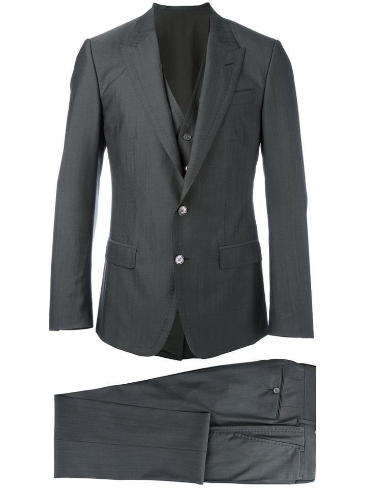 Dolce & Gabbana Formal Suit, Men's, Size: 50, Grey, Virgin Wool/silk/viscose