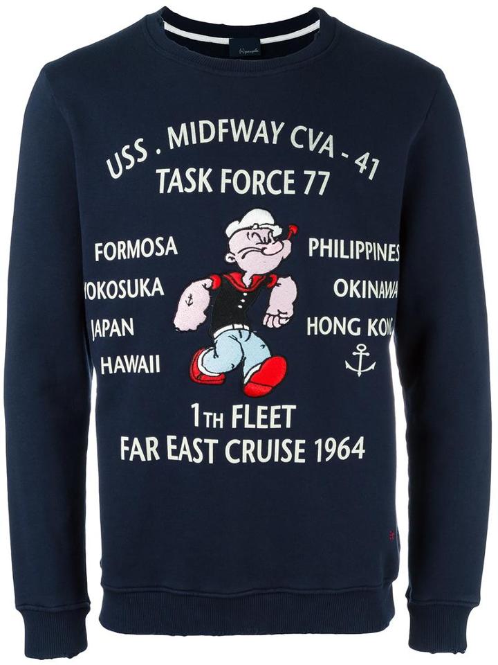 +people Popeye Print Sweatshirt, Men's, Size: Xl, Blue, Cotton