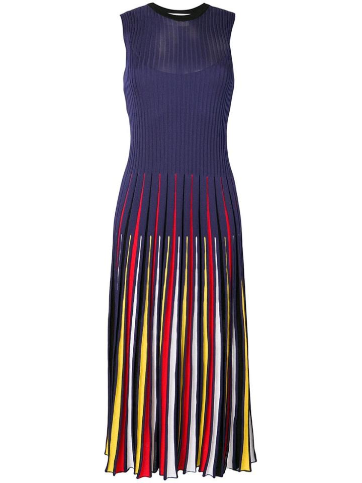 Msgm Pleated Dress - Blue
