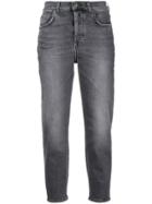 7 For All Mankind Cropped Faded Jeans - Grey