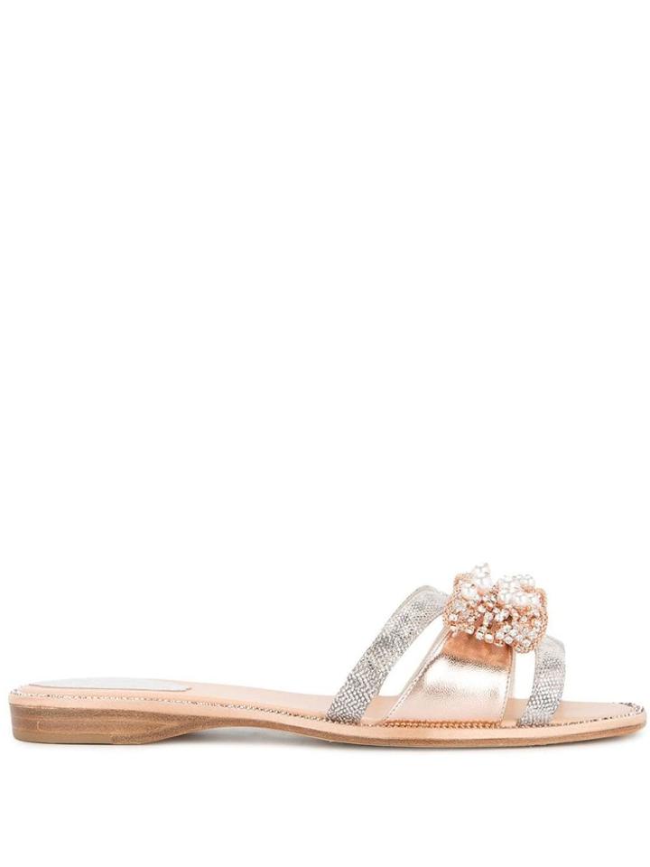 René Caovilla Jewelled Sandals - Metallic
