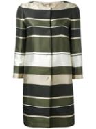 Herno Stripe Panel Coat, Women's, Size: 44, Green, Silk/polyester/acetate