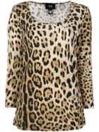 Cavalli Class Scoop Neck Leopard T-shirt - Brown