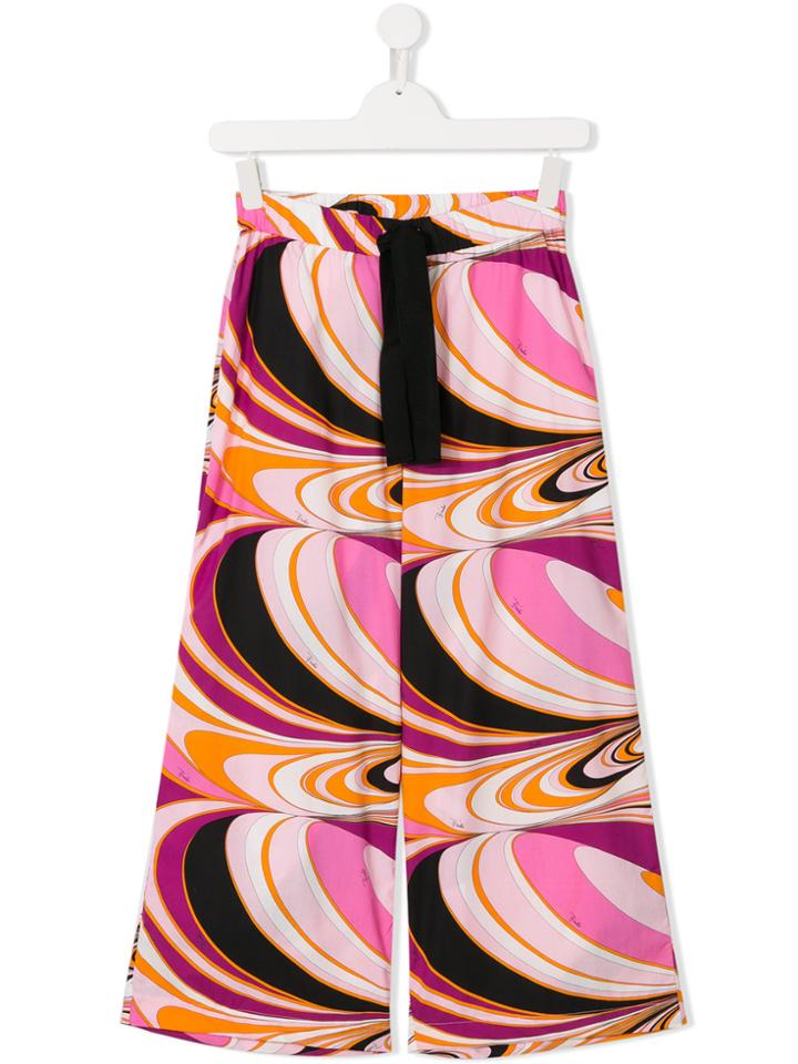 Emilio Pucci Junior Flared Printed Trousers - Pink & Purple