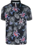 Sun 68 Floral Print Polo Shirt - Black