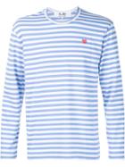 Comme Des Garçons Play Embroidered Heart Striped T-shirt