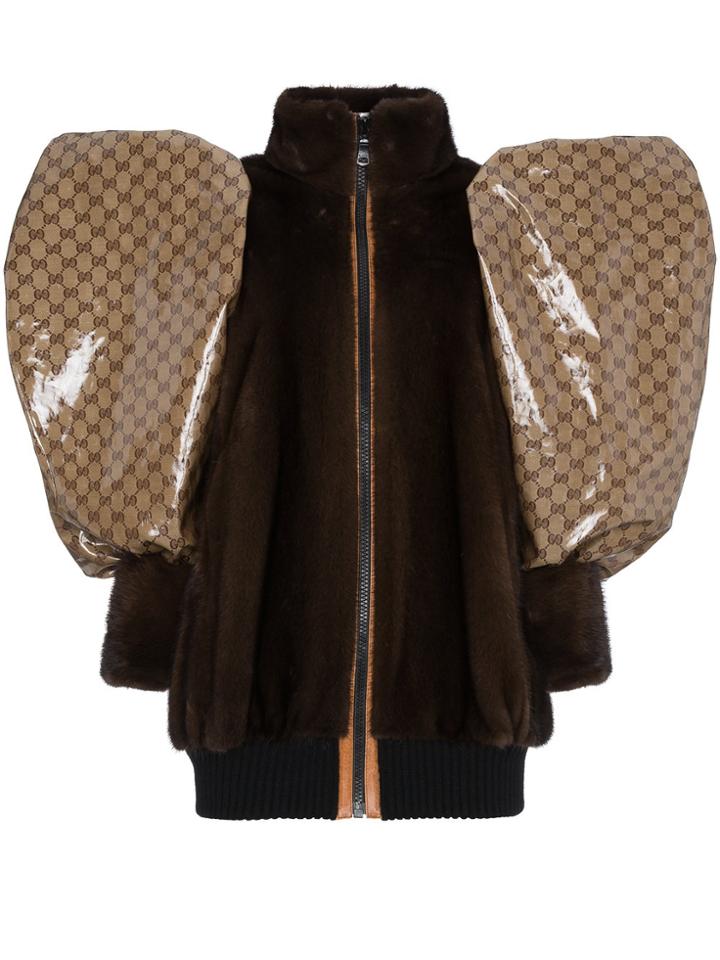 Gucci Oversized Logo Sleeve Fur Jacket - Unavailable