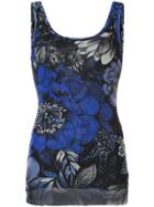 Fuzzi Floral Print Tank Top - Blue