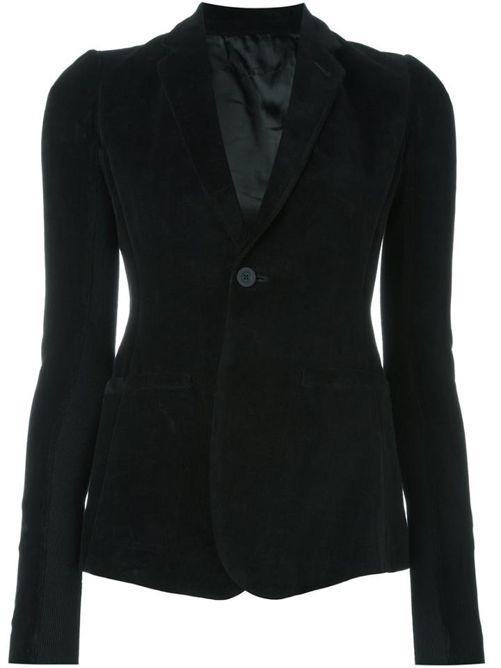 Rick Owens One Button Blazer, Women's, Size: 38, Black, Cotton/linen/flax/virgin Wool