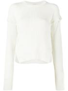 Helmut Lang - Ribbed Button Sleeve Top - Women - Cotton - S, Women's, White, Cotton