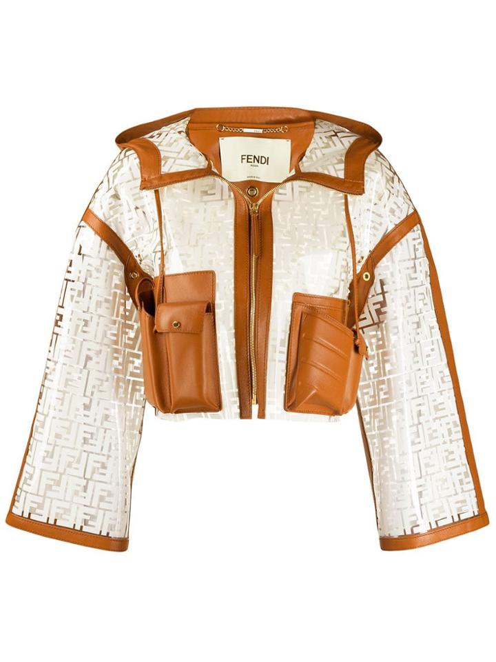 Fendi Ff Logo Hooded Jacket - Brown