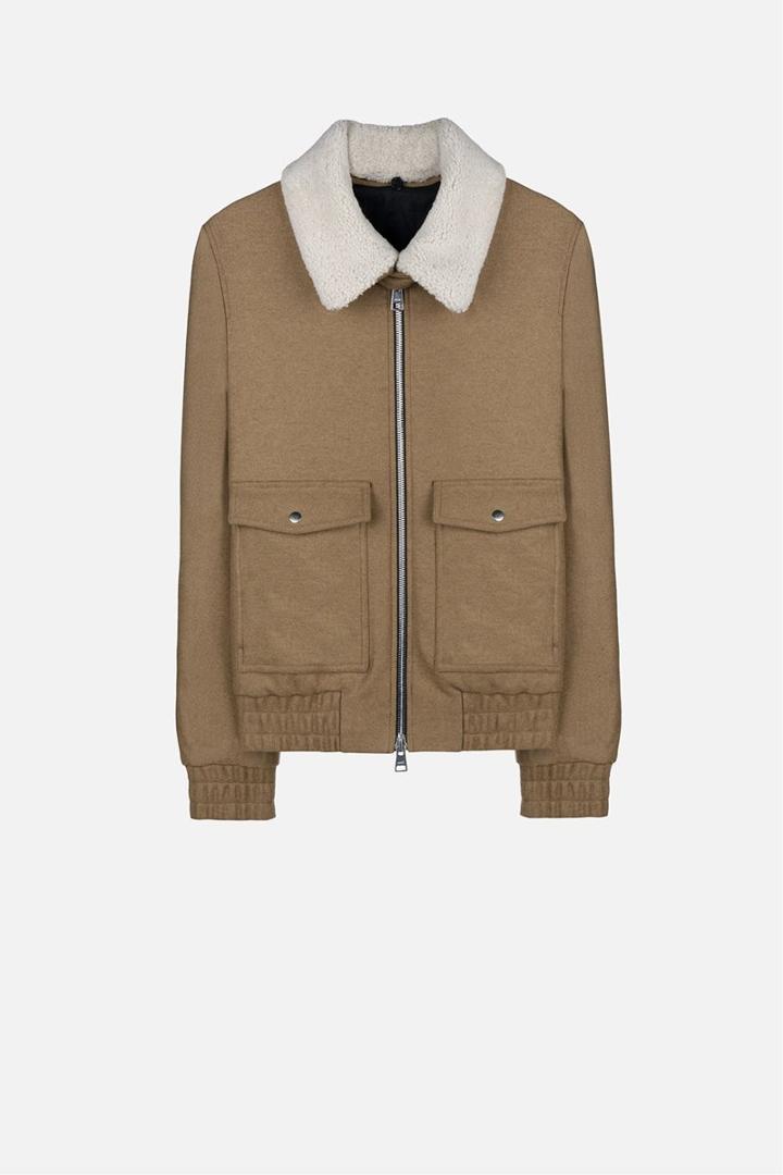 Ami Alexandre Mattiussi Shearling Collar Zipped Jacket