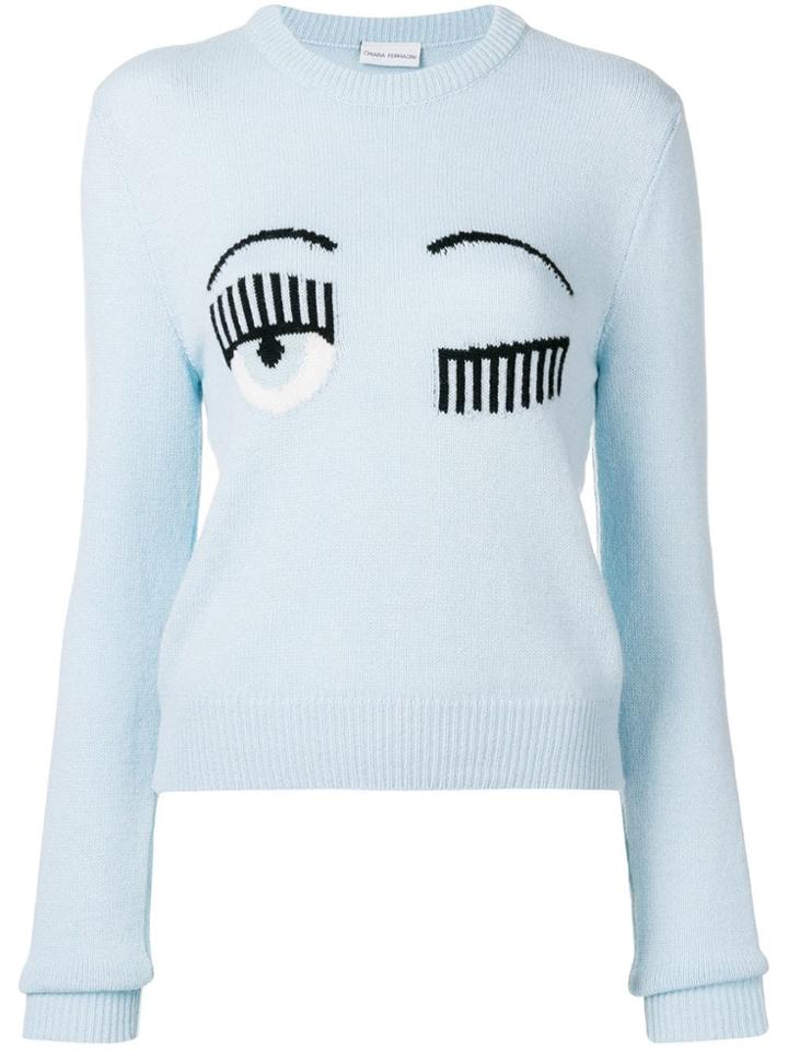 Chiara Ferragni Winking Eye Crew Neck Jumper - Blue