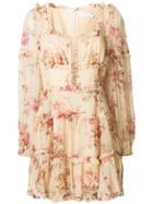 Zimmermann Ruffled Floral Shift Dress - Nude & Neutrals