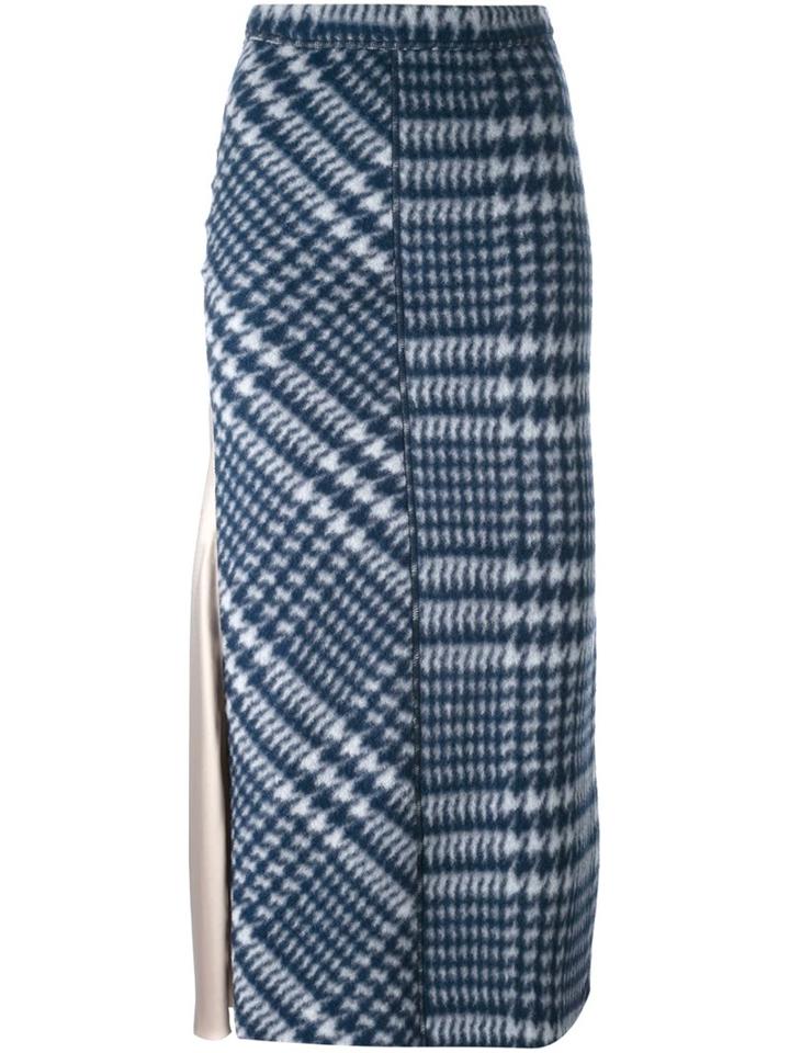 Hache Contrast Panel Tartan Skirt