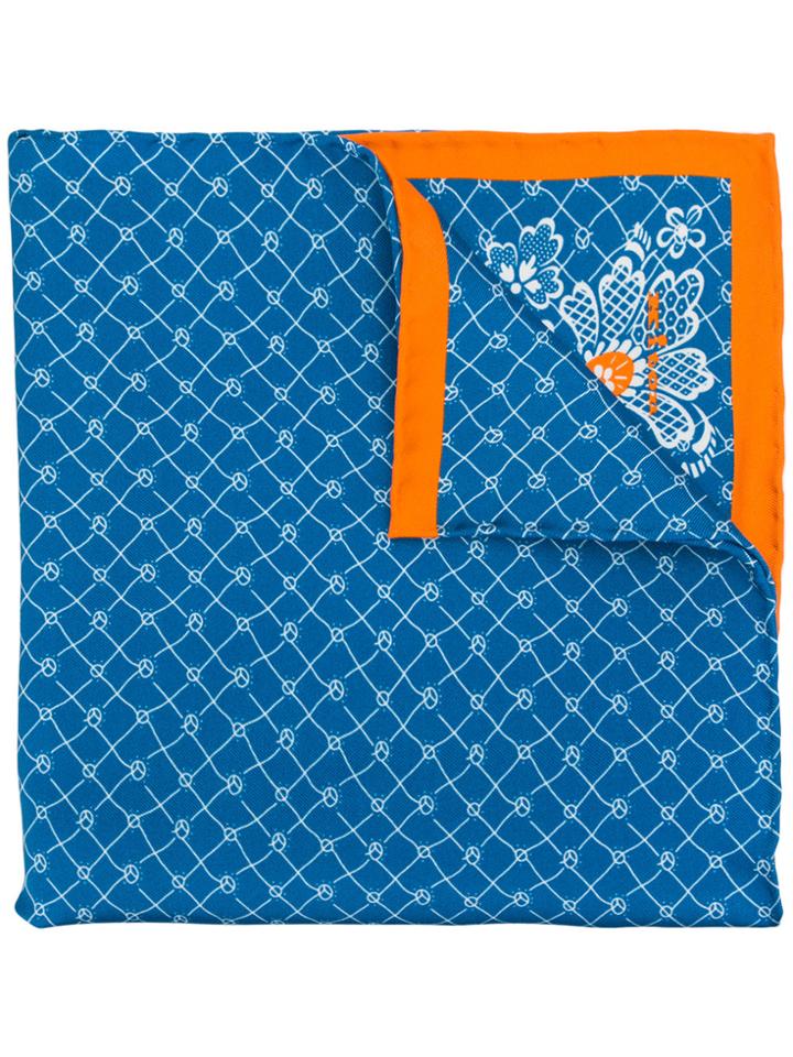 Kiton Micro Print Scarf - Blue