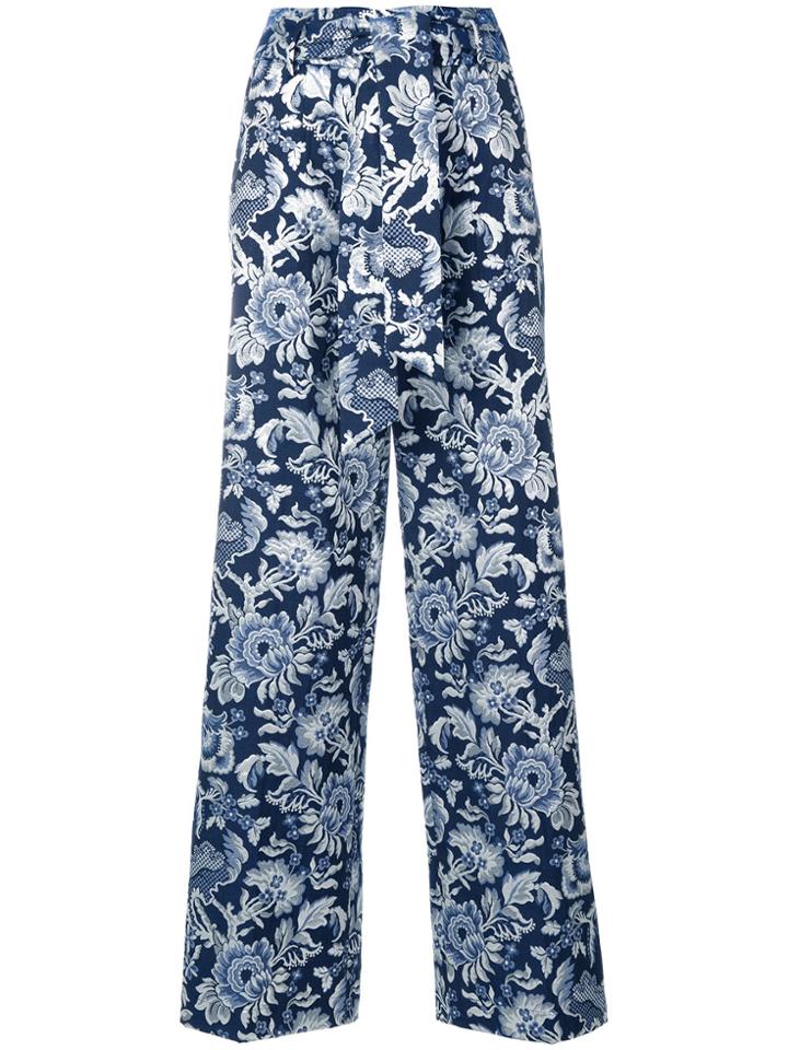 Christian Pellizzari Printed Straight-leg Trousers - Blue