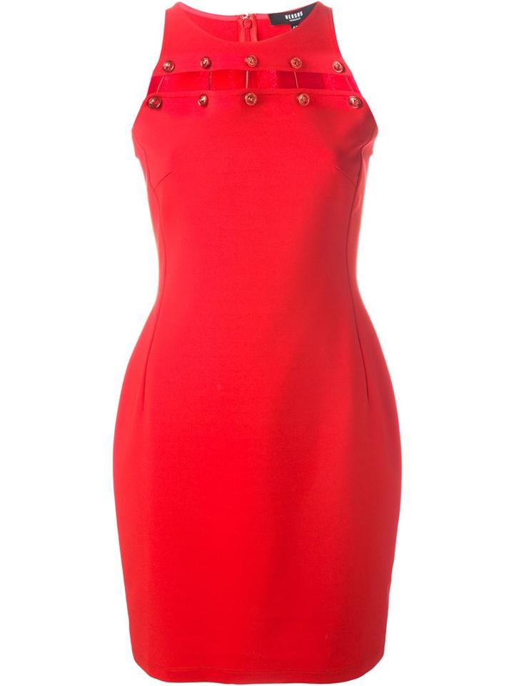 Versus Logo Pin Mini Dress, Women's, Size: 44, Red, Polyamide/viscose/spandex/elastane