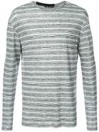 T By Alexander Wang - Striped Pullover - Men - Linen/flax - Xl, Grey, Linen/flax