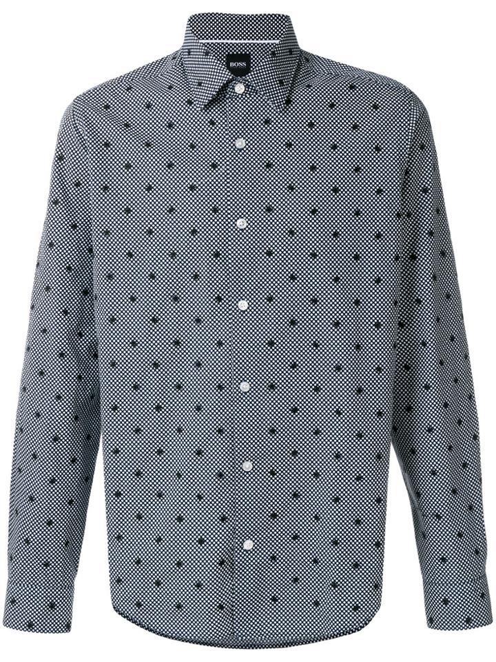 Boss Hugo Boss Embroidered Polka Dot Shirt - Black