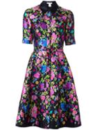 Oscar De La Renta Allover Print Shirt Dress, Women's, Size: 2, Black, Cotton/silk