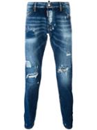 Dsquared2 Sexy Twist Distressed Bleach Jeans, Men's, Size: 52, Blue, Cotton