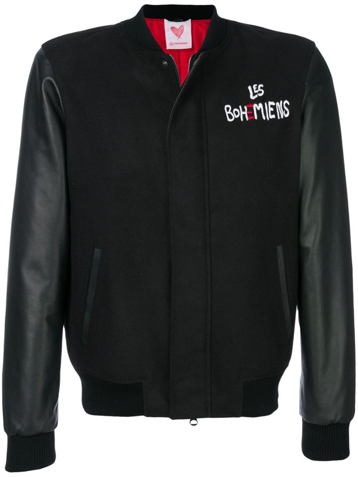 Les Bohemiens Embroidered Bomber Jacket - Black