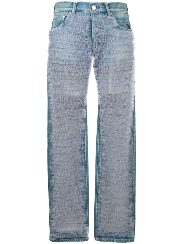 Tu Es Mon Trésor Front Tulle Frill Jeans - Blue
