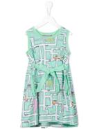 Valmax Kids - Printed Bow Detail Dress - Kids - Cotton/elastodiene - 5 Yrs, Green