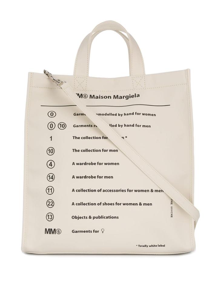 Mm6 Maison Margiela Graphic Print Tote Bag - White