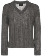 Prada V-neck Chunky Knit Jumper - Grey