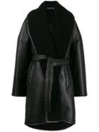 Balenciaga Oversized Leather-look Coat - Black