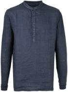 120% Lino Half Button Shirt - Blue