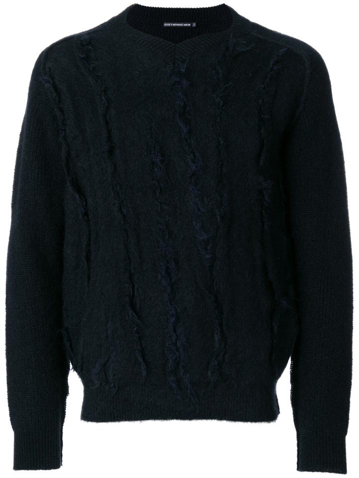 Issey Miyake Textured Front V-neck Sweater - Black