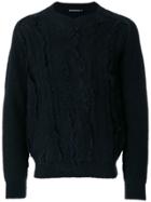 Issey Miyake Textured Front V-neck Sweater - Black