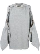 Y / Project - Popper Sleeve Sweatshirt - Women - Cotton/spandex/elastane - M, Grey, Cotton/spandex/elastane