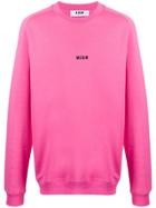 Msgm Small Logo Crew Neck Sweater - Pink