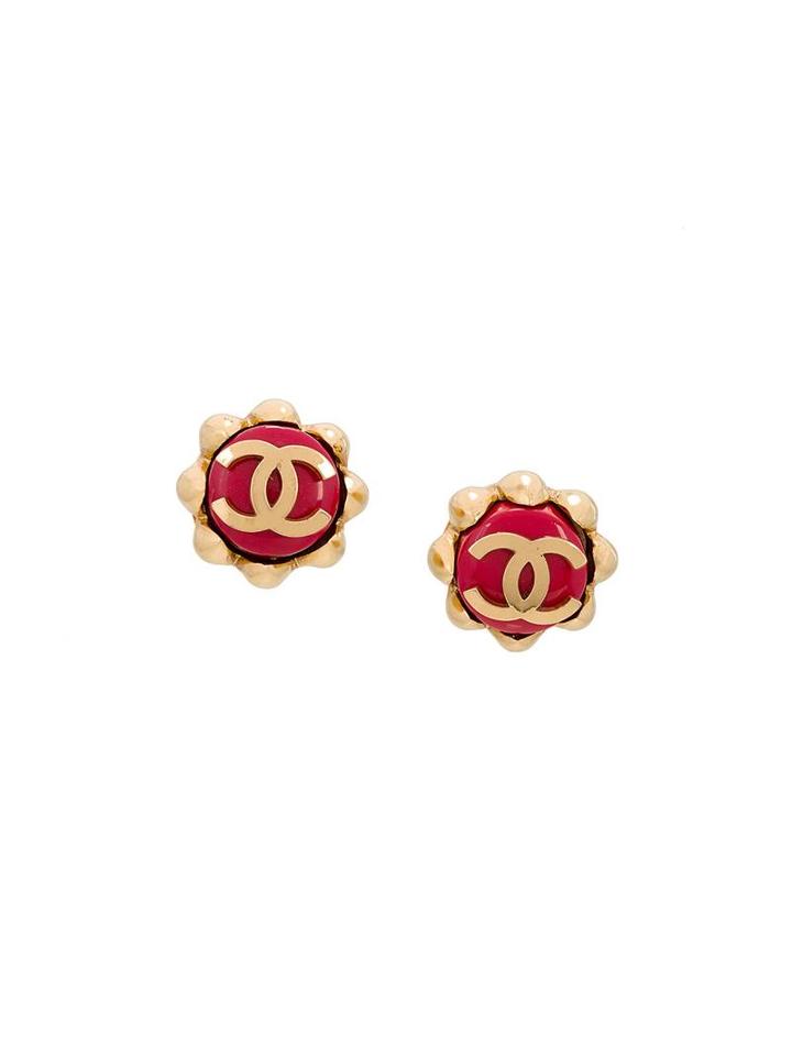 Chanel Vintage Logo Earrings, Metallic