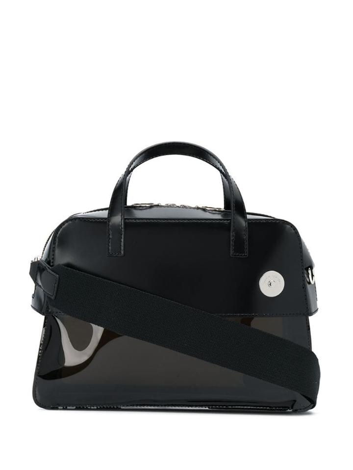 Kara Leather Panelled Tote - Black