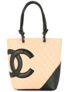 Chanel Vintage Cambon Line Cc Logos Hand Tote Bag - Pink