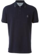 Brunello Cucinelli Embroidered Logo Polo Shirt, Men's, Size: Xl, Blue, Cotton